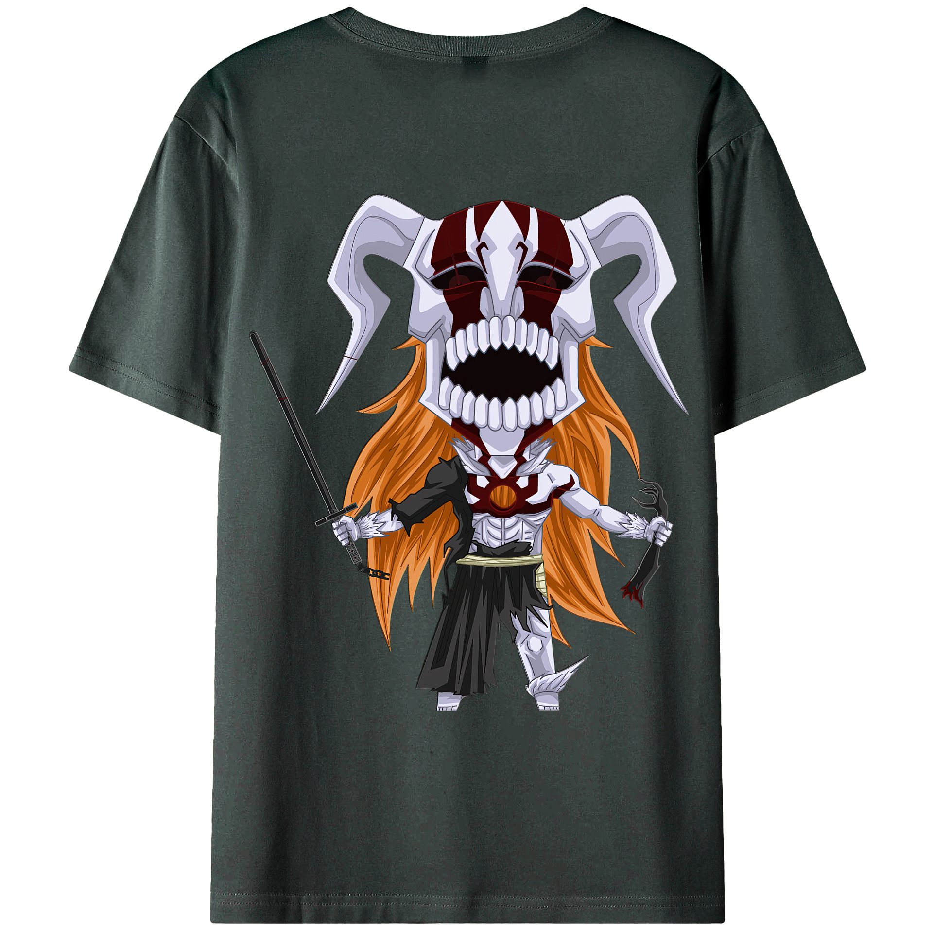 （画像用） ブリーチ 黒崎一護（くろさき いちご）BLEACH Kurosaki Ichigo 綿100％ メンズ半袖Tシャツ（バックプリント） 通気性